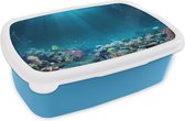 Broodtrommel Blauw - Lunchbox - Brooddoos - Oceaan - Vis - Koraal - 18x12x6 cm - Kinderen - Jongen
