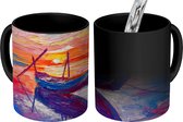 Magische Mok - Foto op Warmte Mokken - Koffiemok - Schilderij - Boot - Olieverf - Water - Magic Mok - Beker - 350 ML - Theemok