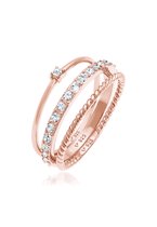 Elli Dames Ring Dames Stapel Elegante Feestelijke Gelaagde Look met Kristallen in 925 Sterling Zilver