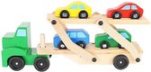 Houten kinderspeelgoed - Auto transporteur incl. 4 auto's