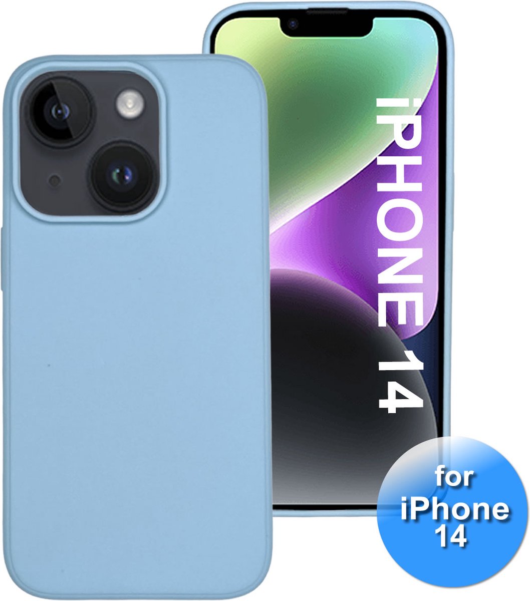 iPhone 14 - Telefoonhoesje - Siliconen - iPhone 14 Hoesje - iPhone 14 Backcover - Grijs Blauw