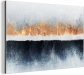 Wanddecoratie Metaal - Aluminium Schilderij Industrieel - Goud - Abstract - Design - 150x100 cm - Dibond - Foto op aluminium - Industriële muurdecoratie - Voor de woonkamer/slaapkamer