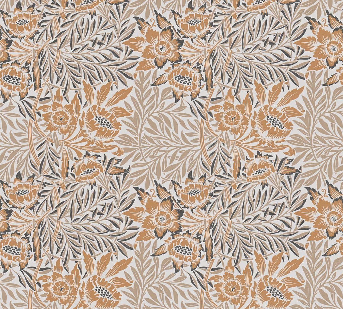 Architects Paper Art of Eden - BLOEMEN BEHANG - oranje beige wit zwart - 1005 x 53 cm
