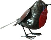 Floz Design metalen roodborstje - ijzeren vogelbeeld - gerecycled metaal - fairtrade uit Zimbabwe