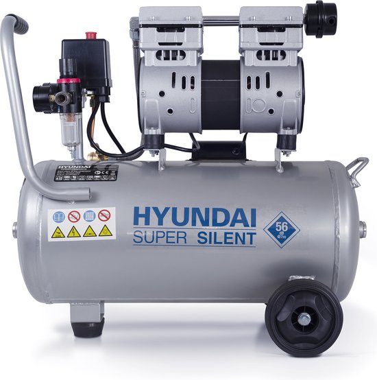 Ontslag speelplaats Allergie Hyundai Stille Compressor - Royale 30 liter tank - 8 bar - fluisterstil -  makkelijk... | bol.com