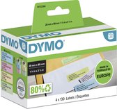 DYMO originele LabelWriter adreslabels | 28 mm x 89 mm | 4 rollen met elk 130 labels (520 zelfklevende etiketten | geel, roze, blauw en groen | Geschikt voor de LabelWriter labelprinters