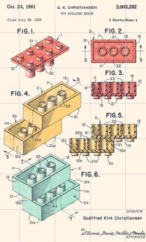 IXXI Lego Print Color - Wanddecoratie - Abstract