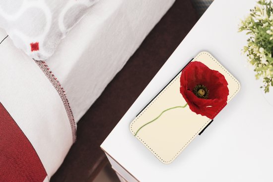 Étui pour téléphone iPhone SE 2020 Bookcase - Gros plan d'un coquelicot rouge - Avec poches - Étui portefeuille avec fermeture magnétique