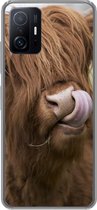 Telefoonhoesje Geschikt voor Xiaomi 11T Pro hoesje - Schotse Hooglander - Bruin - Koe - Siliconen Telefoonhoesje Telefoonhoesje