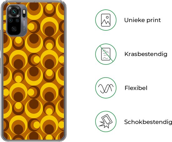 Coque Xiaomi Redmi Note 10 - Motifs - Rétro - Marron - Jaune - Coque de téléphone en Siliconen