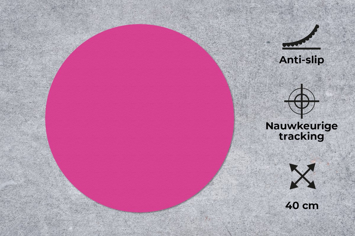 Muismat rond 40x40 cm - Mousepad Fuchsia - Neon - Kleuren - Ronde muismatten