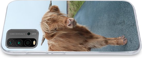 Coque de téléphone compatible avec Xiaomi et Redmi 9T - Motif écossais Highlander - Route - Herbe - Coque en Siliconen