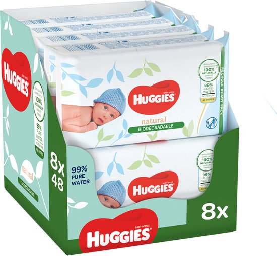 Huggies - Natural Biologisch afbreekbaar - Billendoekjes - 768 babydoekjes - 16 x 48 - Huggies