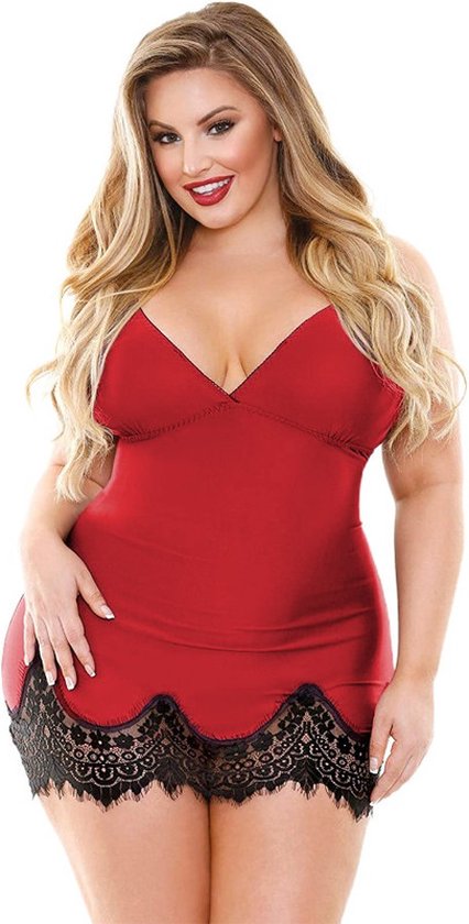Babydoll Set Dames au crochet - Rouge - Bevline - Taille XL