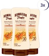 Hawaiian Tropic Satin Protection Sun Lotion - SPF30 - 180ml - 3 Stuks - Zonnebrand - Tropische geur - Dermatologisch getest - Waterbestendig - Voordeelverpakking