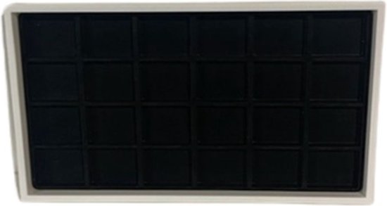 Sieraden opbergdoos met vakjes - Zwart / Wit - Kunststof - 37 x 21 cm - 24 vakken - Sorteervakken - Stapelbaar - Opbergbox - Sieradendoos - bewaar