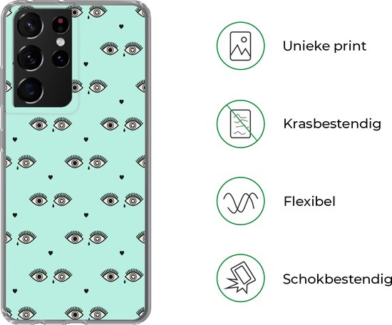 Coque Samsung Galaxy S21 Ultra - Filles - Yeux - Hartjes - Motifs - Coque de téléphone en Siliconen -