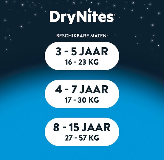 DryNites luierbroekjes - jongens - 8 tot 15 jaar (27 - 57 kg) - 52 stuks - extra voordeel - DryNites