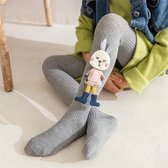 Sara Shop - Baby legging -Maat M / 1-2 Jaar - Babymaillot - Thermolegging -Winter Legging - Kinderen Panty - Lekker Warm Legging - Koetenmix - Grijs - Met konijntje
