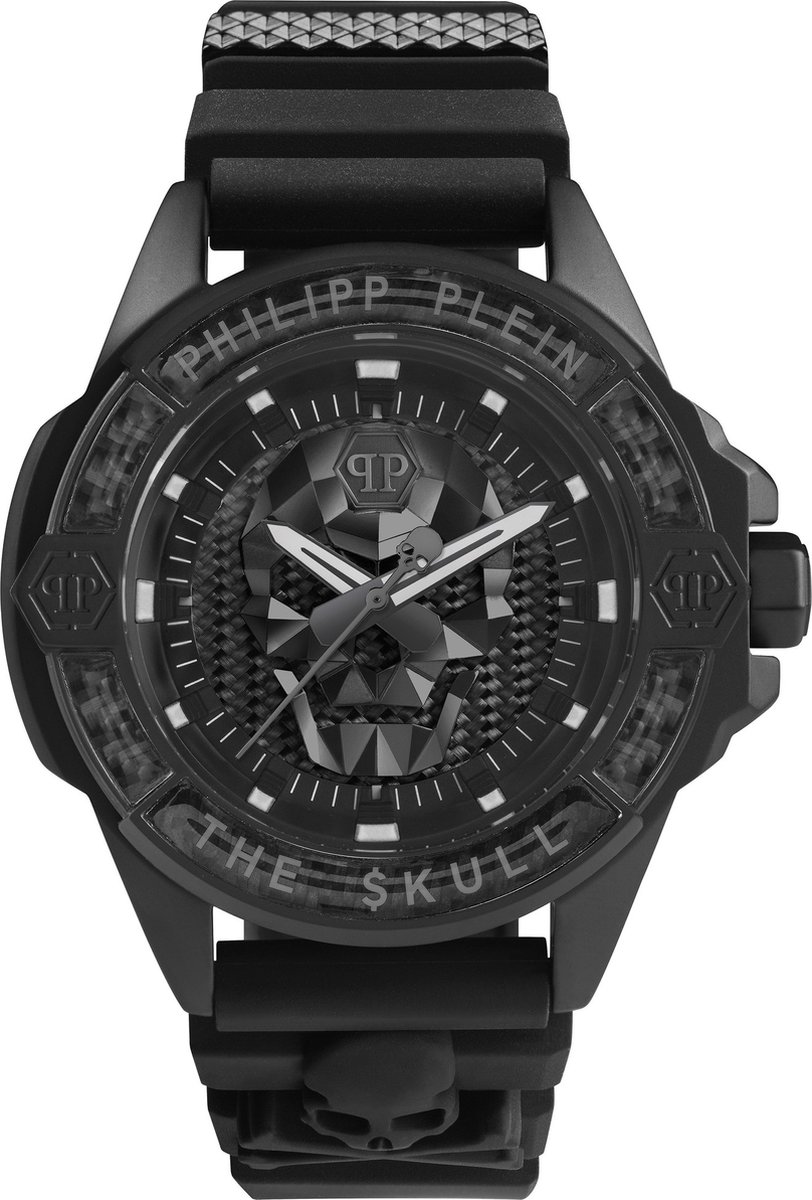 Philipp Plein The $Kull Carbon Fiber PWAAA2022 Horloge - Siliconen - Zwart - Ø 44 mm