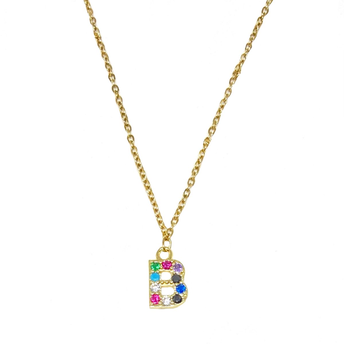 Letter ketting colorful - initiaal B - goud