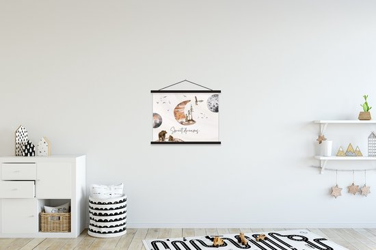 Porte-affiche avec affiche - Affiche scolaire - Citations - Enfants - Énonciations - Fais de beaux rêves - Garçons - Filles - Kids - 40x30 cm - Lattes noires