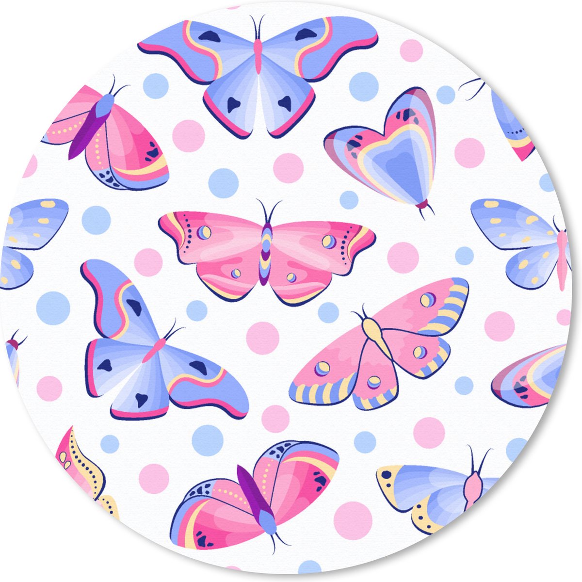 Muismat rond 50x50 cm - Mousepad Vlinders - Stippen - Patronen - Ronde muismatten