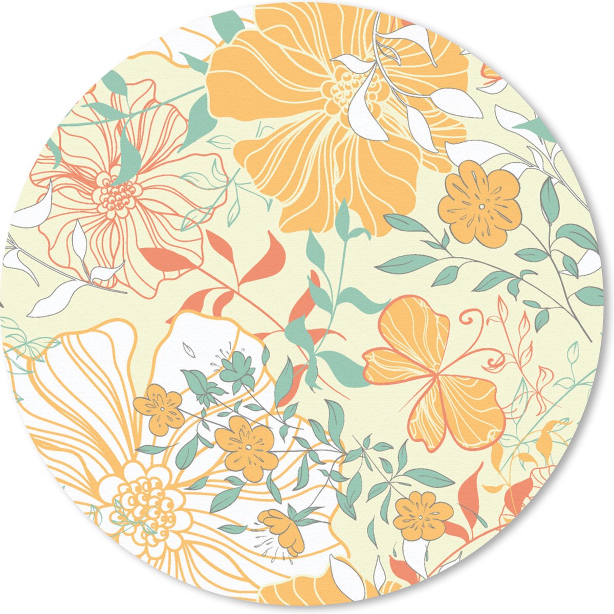 Muismat rond 30x30 cm - Mousepad Bloemen - Patronen - Vlinders - Ronde muismatten