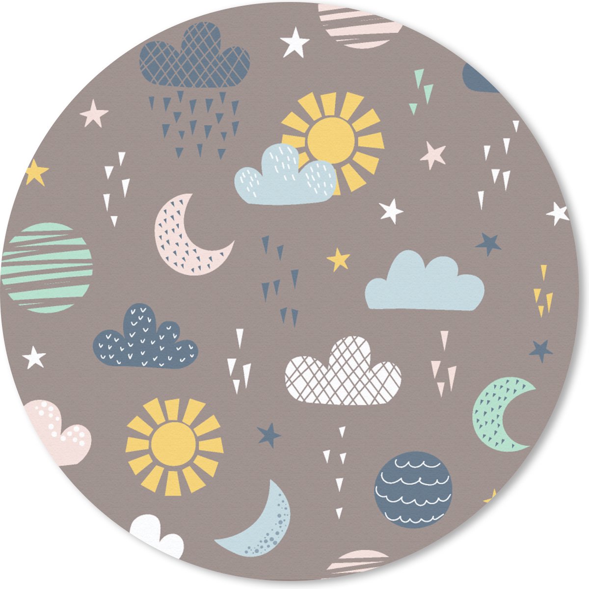 Muismat rond 30x30 cm - Mousepad Wolken - Zon - Design - Ronde muismatten
