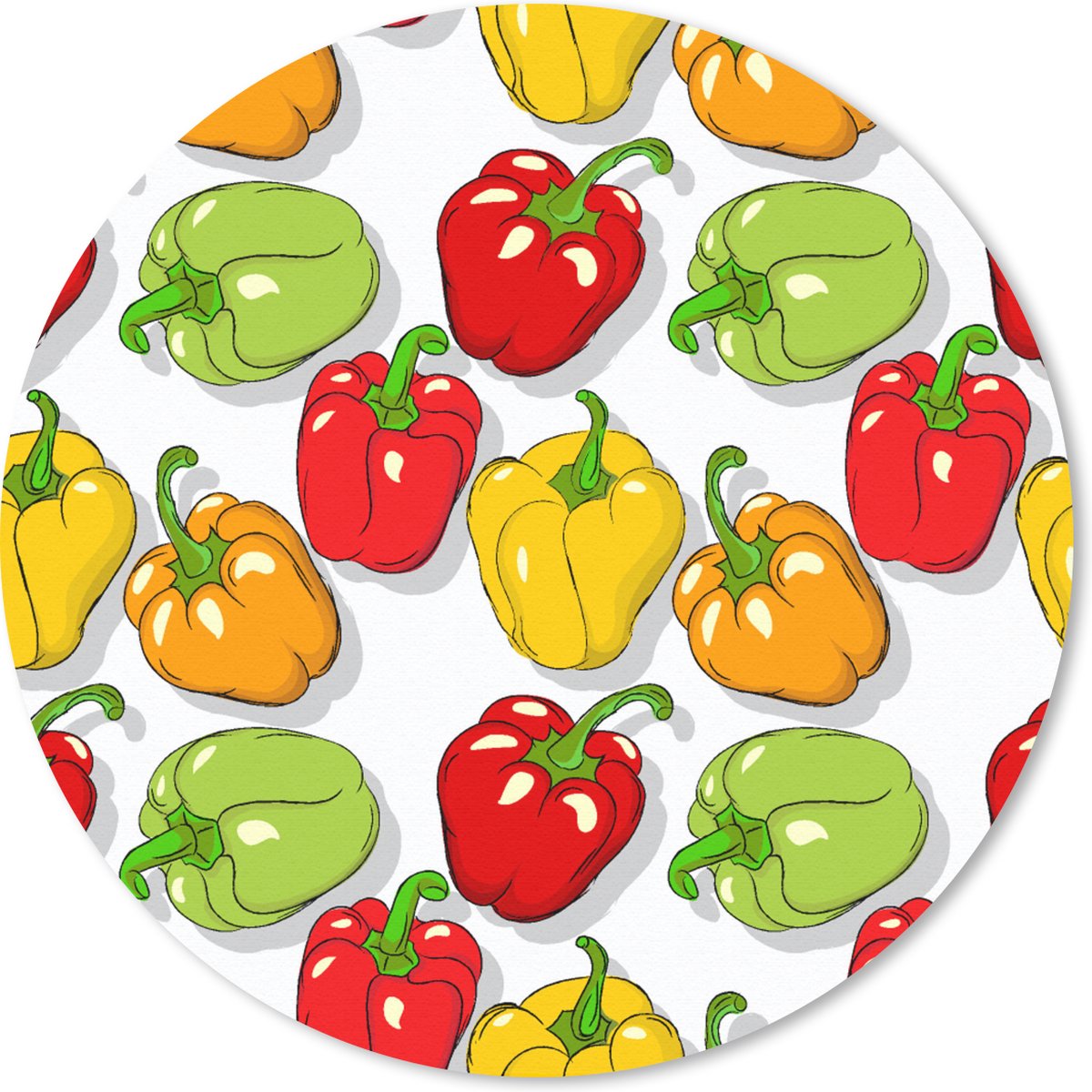 Muismat rond 30x30 cm - Mousepad Patroon - Eten - Paprika - Ronde muismatten