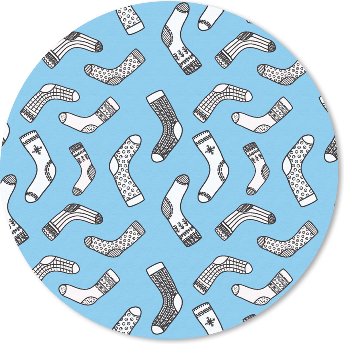 Muismat rond 20x20 cm - Mousepad Sokken - Patronen - Vintage - Ronde muismatten