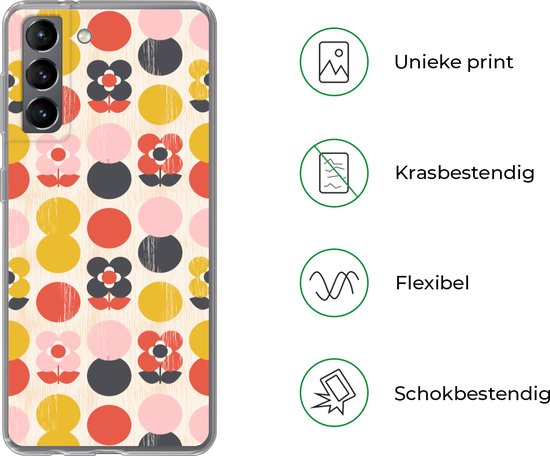 Coque Samsung Galaxy S21 - Rétro - Design - Fleurs - Pastel - Coque de téléphone en Siliconen -