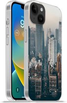 Geschikt voorApple Iphone 14 Plus - Soft case hoesje - Skyline van New York - Siliconen Telefoonhoesje