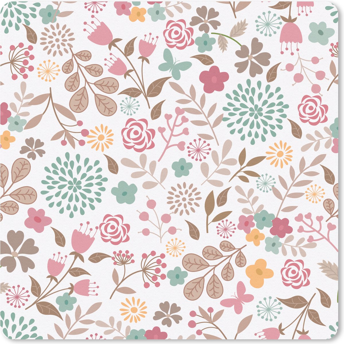 Muismat 20x20 cm - Mousepad Bloemen - Patronen - Kleuren - Muismatten