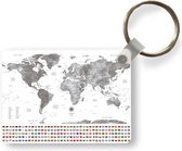 Sleutelhanger - Wereldkaart - Vlag - Zwart - Wit - Uitdeelcadeautjes - Plastic