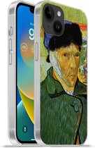 Geschikt voorApple Iphone 14 Plus - Soft case hoesje - Zelfportret met verbonden oor - Vincent van Gogh - Siliconen Telefoonhoesje