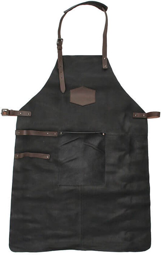 Old West Tablier de barbecue Tablier de barbecue en cuir - Noir