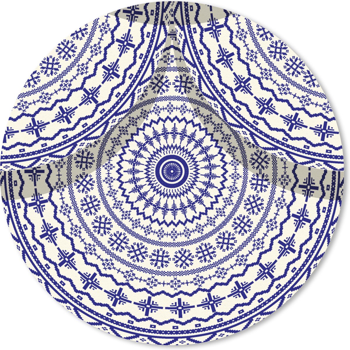 Muismat rond 50x50 cm - Mousepad Design - Delfts Blauw - Patronen - Ronde muismatten