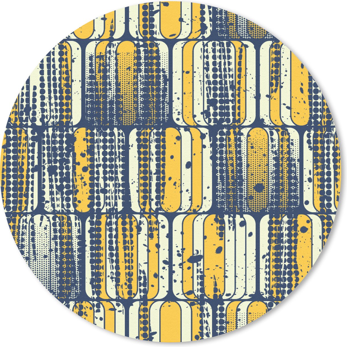 Muismat rond 40x40 cm - Mousepad Sixties - Patronen - Geel - Rock - Ronde muismatten