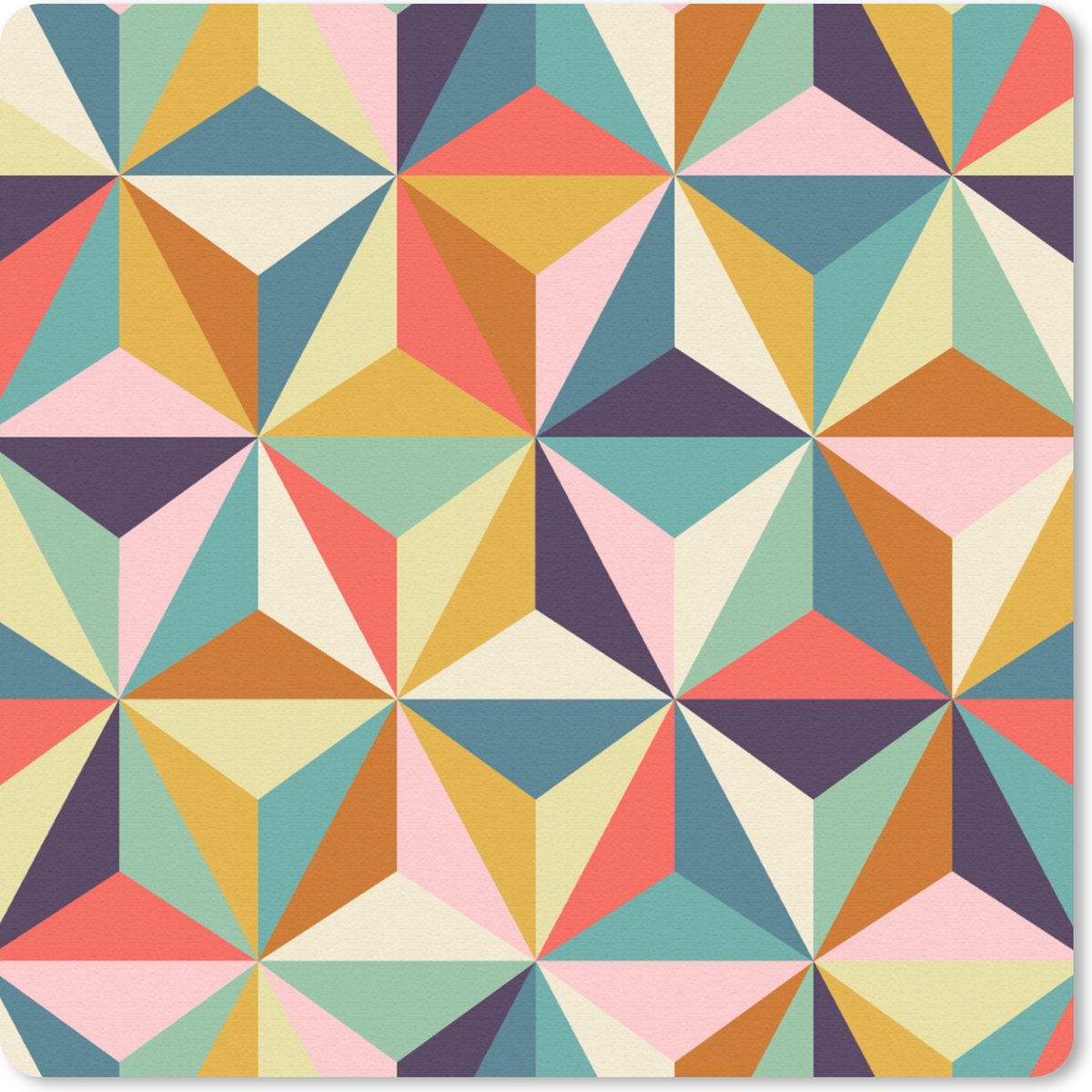 Muismat 20x20 cm - Mousepad Retro - Regenboog - 3D - Geometrie - Driehoek - Muismatten