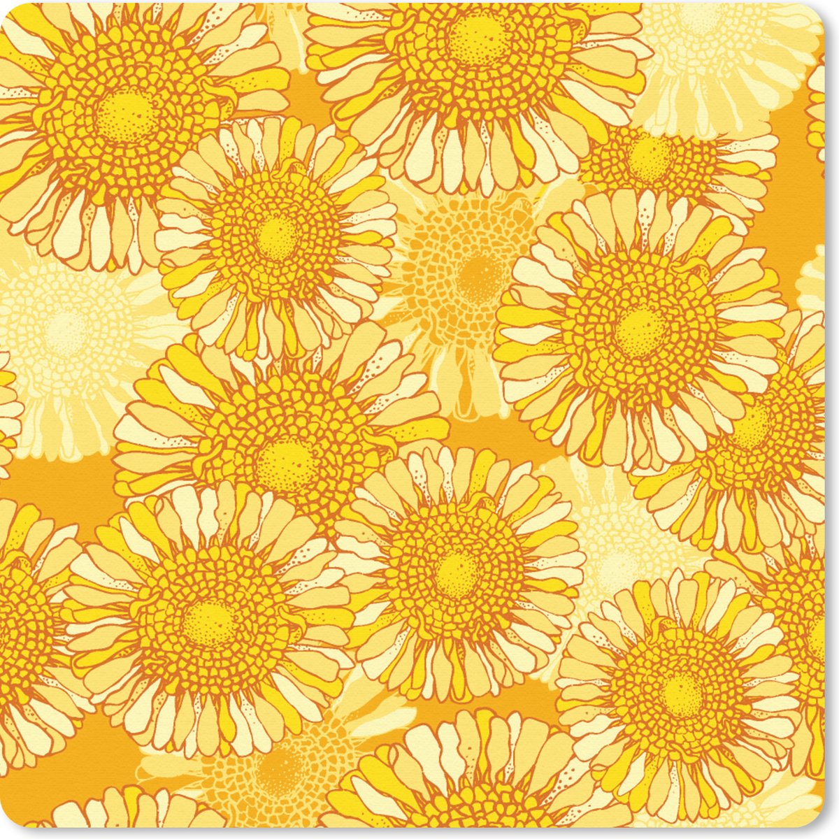 Muismat 20x20 cm - Mousepad Zonnebloem - Zomer - Patronen - Bloemen - Muismatten