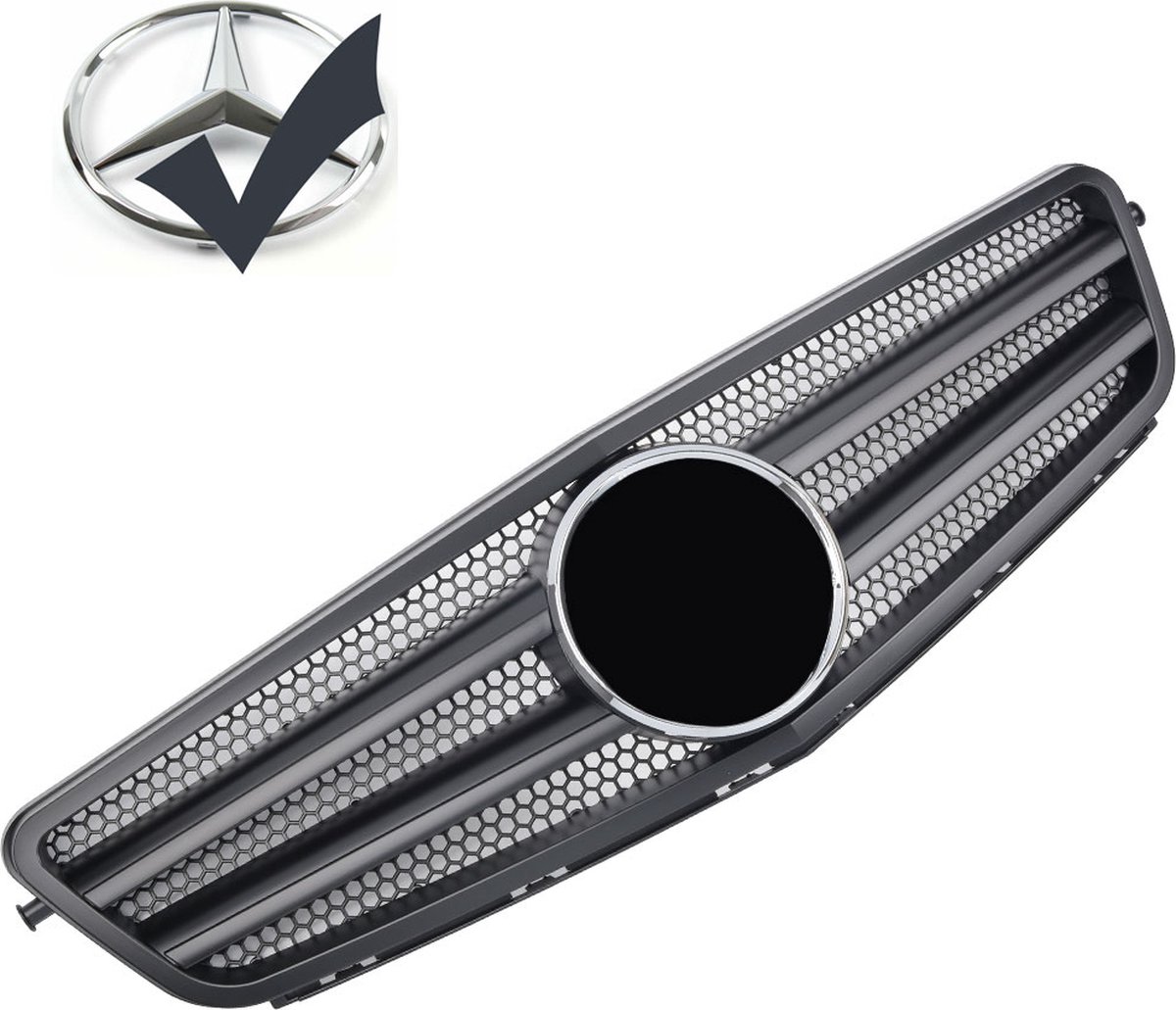 Sport Grille geschikt voor Mercedes W204 C-Klasse AMG design mat zwart + Ster