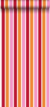 ESTAhome behangpapier strepen roze en oranje - 114629 - 53 cm x 10,05 m