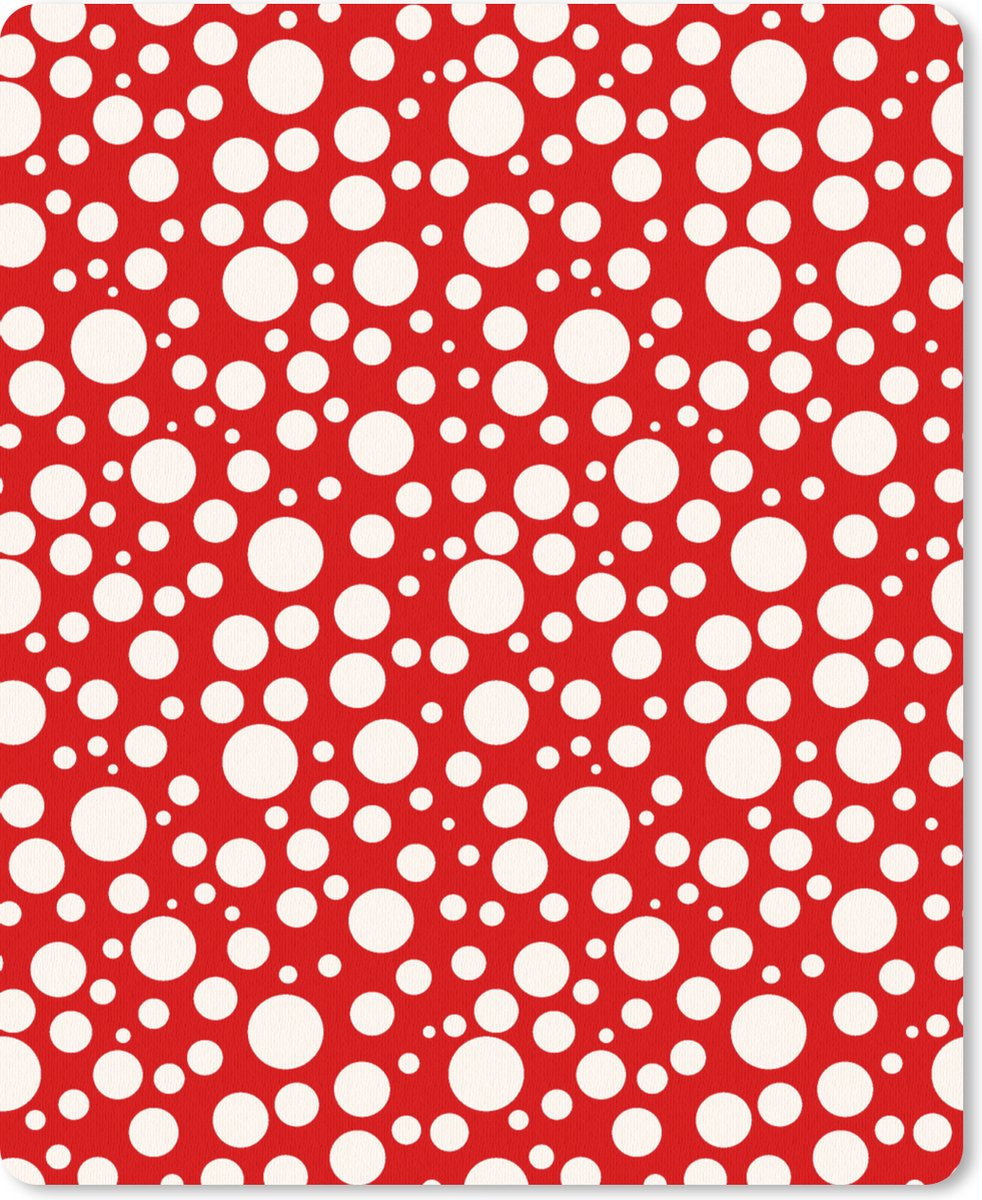 Muismat 19x23 cm - Mousepad Bubbels - Rood - Stippen - Patroon - Muismatten