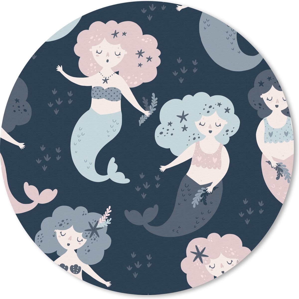 Muismat rond 40x40 cm - Mousepad Design - Meisjes - Zeemeermin - Ronde muismatten
