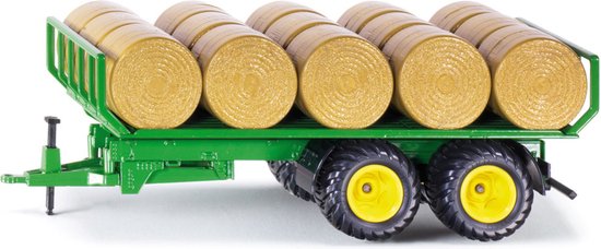 SIKU 2891, Balenwagen, 1:32, metaal/kunststof, groen, incl. 15 ronde balen, compatibel met standaard siku-trekhaken