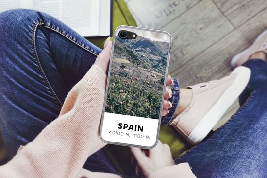 Coque iPhone 7 - Espagne - Montagnes - Fleurs - Coque de téléphone en Siliconen