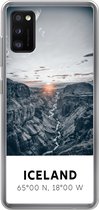 Telefoonhoesje Geschikt voor Samsung Galaxy A41 hoesje - IJsland - Zon - Bergen - Siliconen Telefoonhoesje
