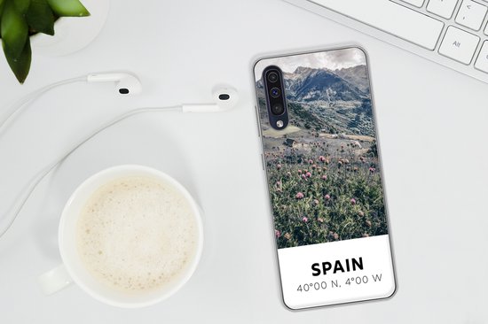 Coque Samsung Galaxy A50 - Espagne - Montagnes - Fleurs - Coque de téléphone en Siliconen