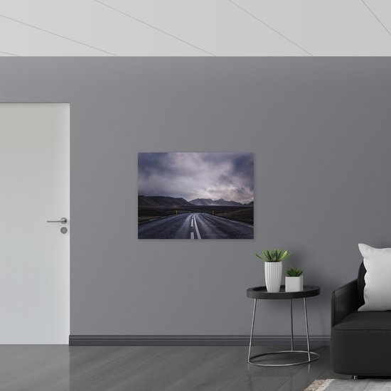 WallClassics - Poster Glossy – Road to Mountain Area - 100x75 cm Photo sur Papier Poster avec Finition Brillante